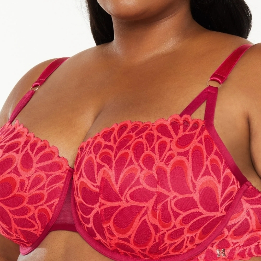 Savage X Fenty Savage Not Sorry Lightly Lined Lace Balconette Bra Sz44D
